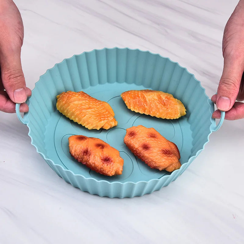 Packaged Box Commercial Use Silicone Round Air Fryer Baking Tray Microwave & Dishwasher Safe for Cooking Food