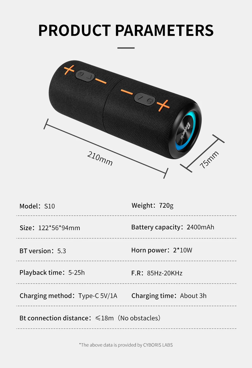 S10 Magnetic Detachable Wireless BT Speaker, Deep Bass, Dual Usage Modes, 24H Long Battery Life,IPX6 Waterproof,Perfect for Gift