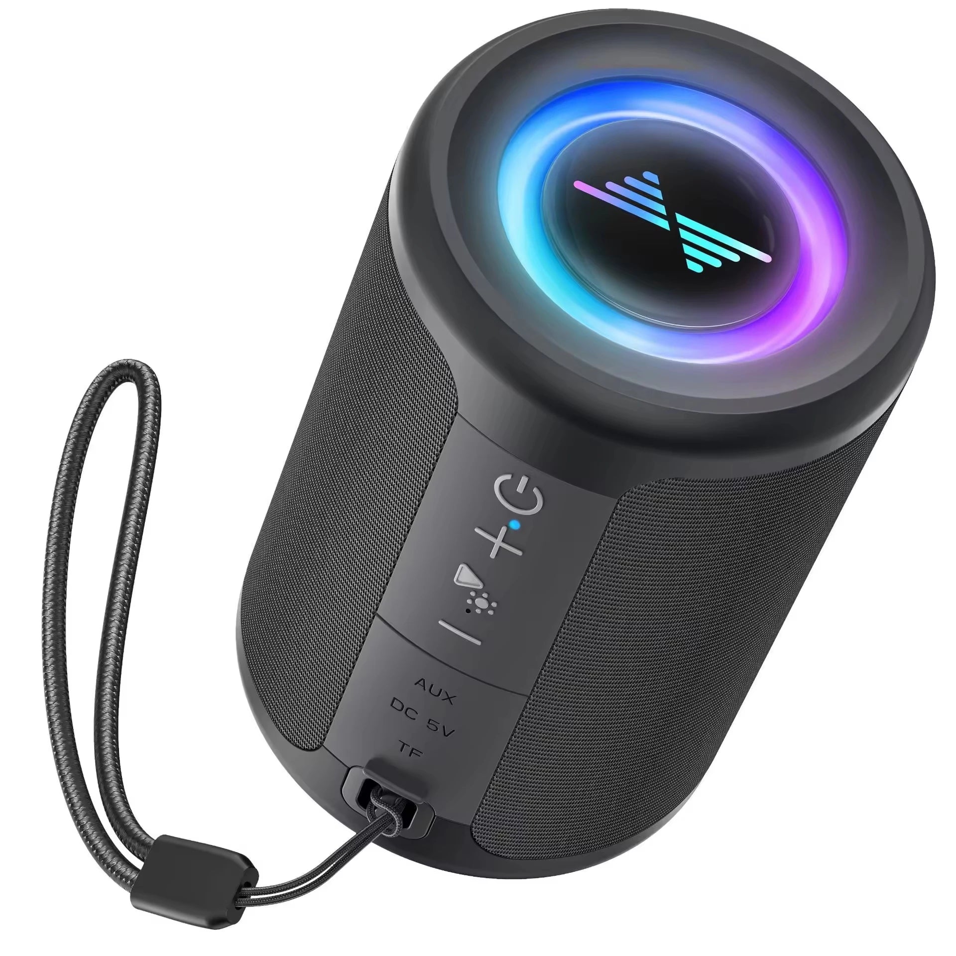5W Portable Bluetooth Speaker with Colorful LED Lights, TWS Stereo Sound, Type-C AUX/TF Card Support, and 12-Hour Playback
