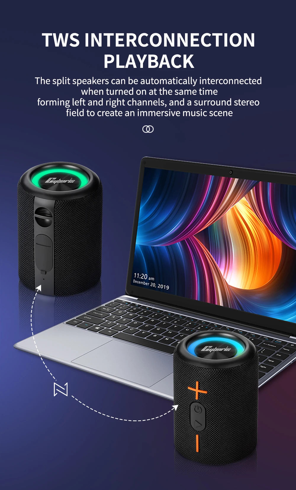S10 Magnetic Detachable Wireless BT Speaker, Deep Bass, Dual Usage Modes, 24H Long Battery Life,IPX6 Waterproof,Perfect for Gift