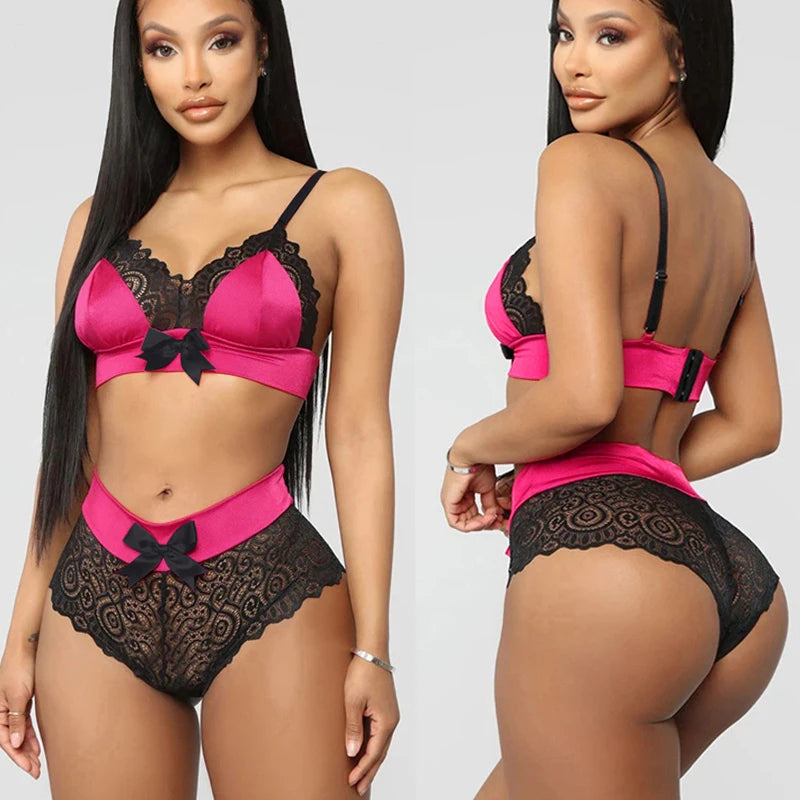 Two Pieces Set Lace Bra And Panty Sets Women Sexy Half Cup Bra Fashion Intimates Shorts Suit Summer Rave Festival Sexy Outfits