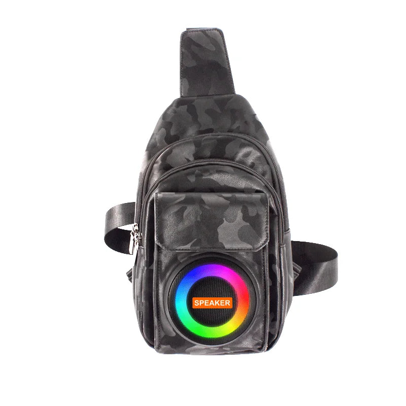 Crossbody Sling Backpack Wireless Speaker 52mm 10W Powerful Audio 2500mAh BT 5.3 with TF Card Playback for Outdoor, CH-804