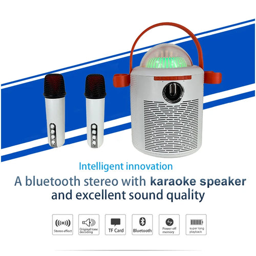 2024 New Design Mini Portable Bluetooth Karaoke Speaker Wireless Audio System with Mic RGB Lighting for Home Theater Parties