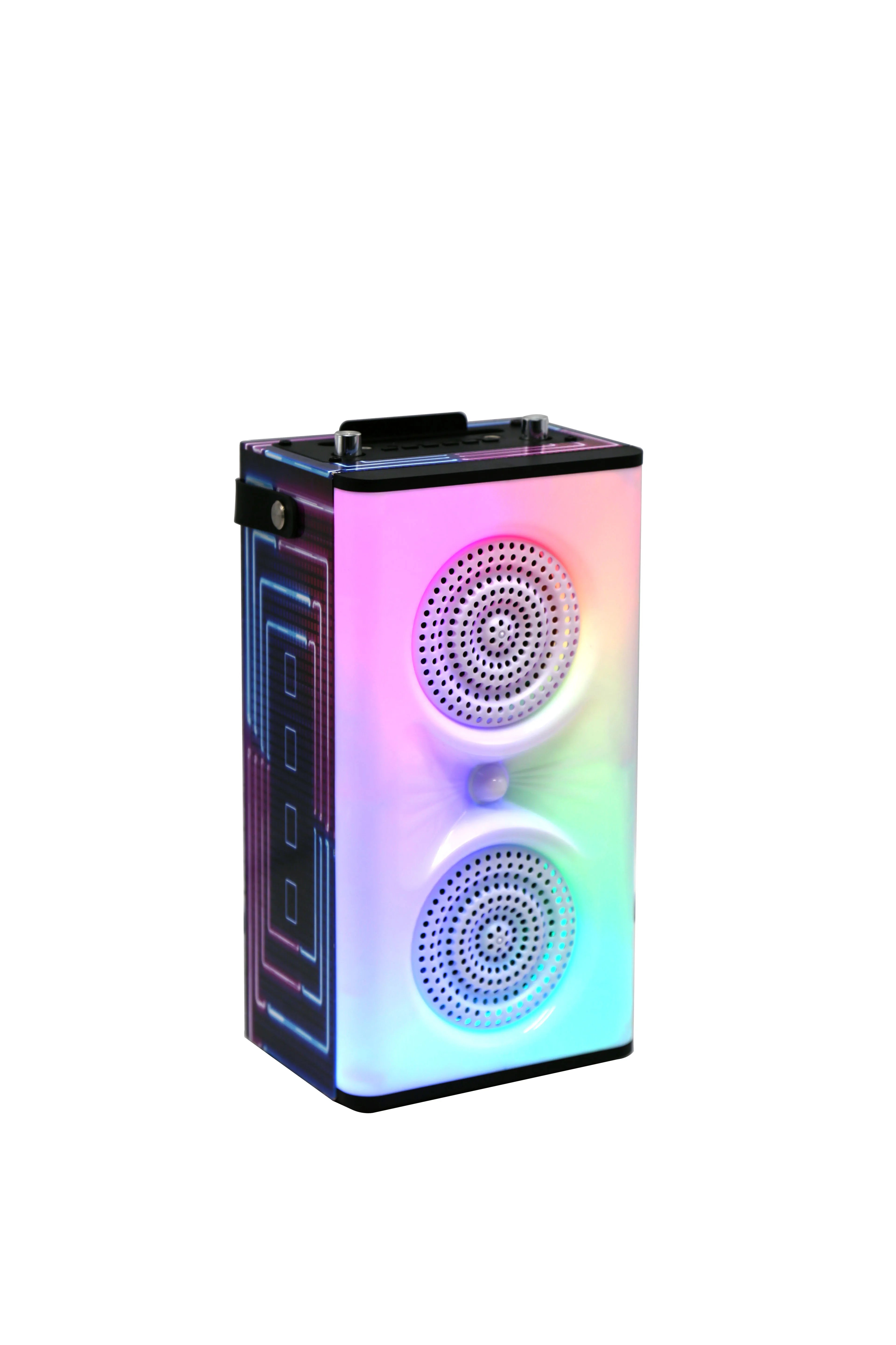 Portable Heavy Bass Stereo Loudspeakr FM TF Card KBQ-2302 LED Lights RBG Wireless Speaker With Microphone Karaoke BT 20W Speaker