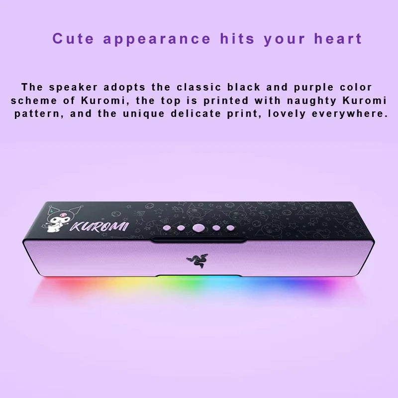 Razer Sanrio Kuromi Edition Compact Design Chroma RGB Gaming Soundbar with for Bluetooth 5.0 for PC/Laptop Smartphones and Tab