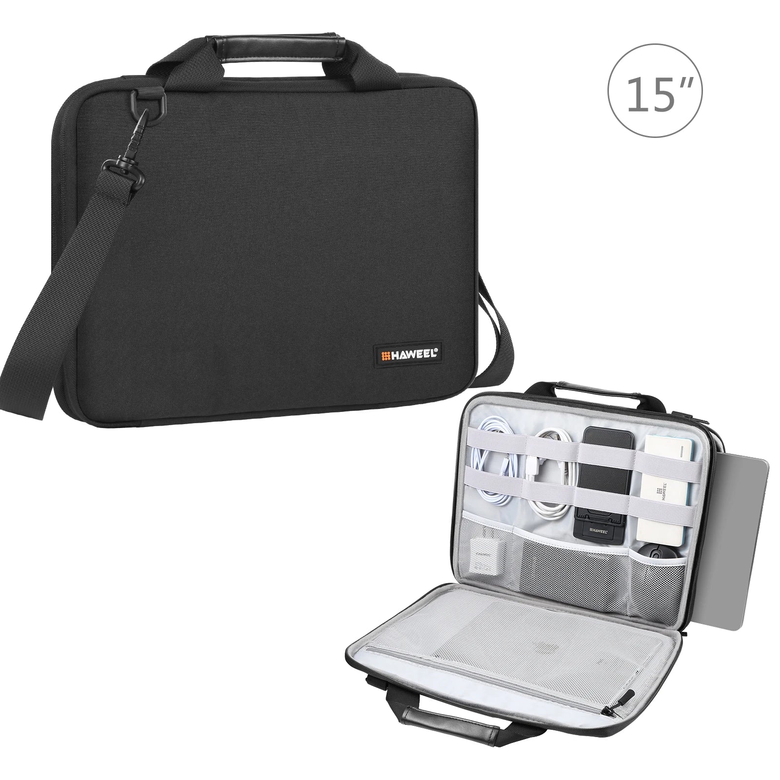 HAWEEL 15 Inch Laptop Handbag 2 in 1 Portable Waterproof Office Organizer Bags Electronic Briefcase Crossbody Laptop Storage Bag