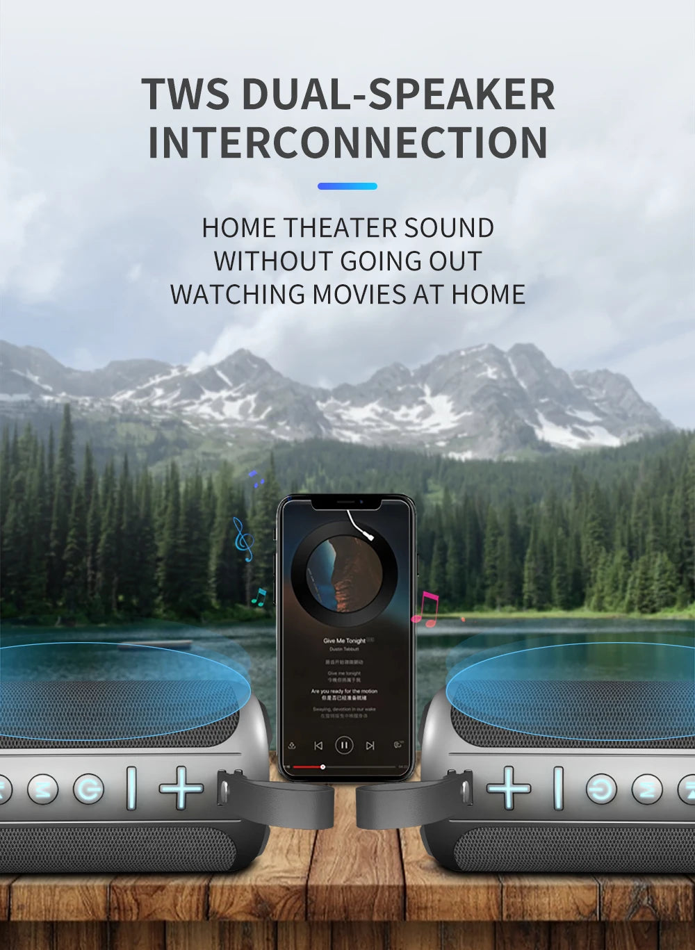 S7X RGB Portable  Speaker 20W Loud Sound Waterproof 12H Playtime TWS Pairing TF Card Type-C Charging