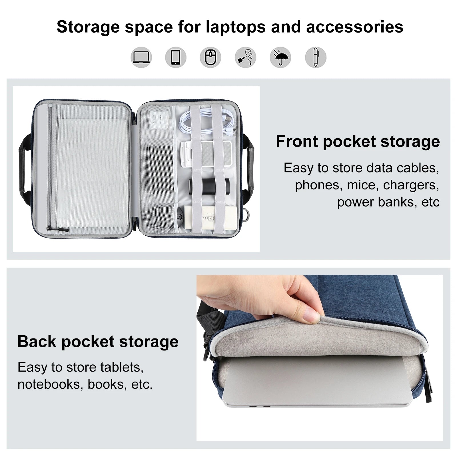 HAWEEL 15 Inch Laptop Handbag 2 in 1 Portable Waterproof Office Organizer Bags Electronic Briefcase Crossbody Laptop Storage Bag
