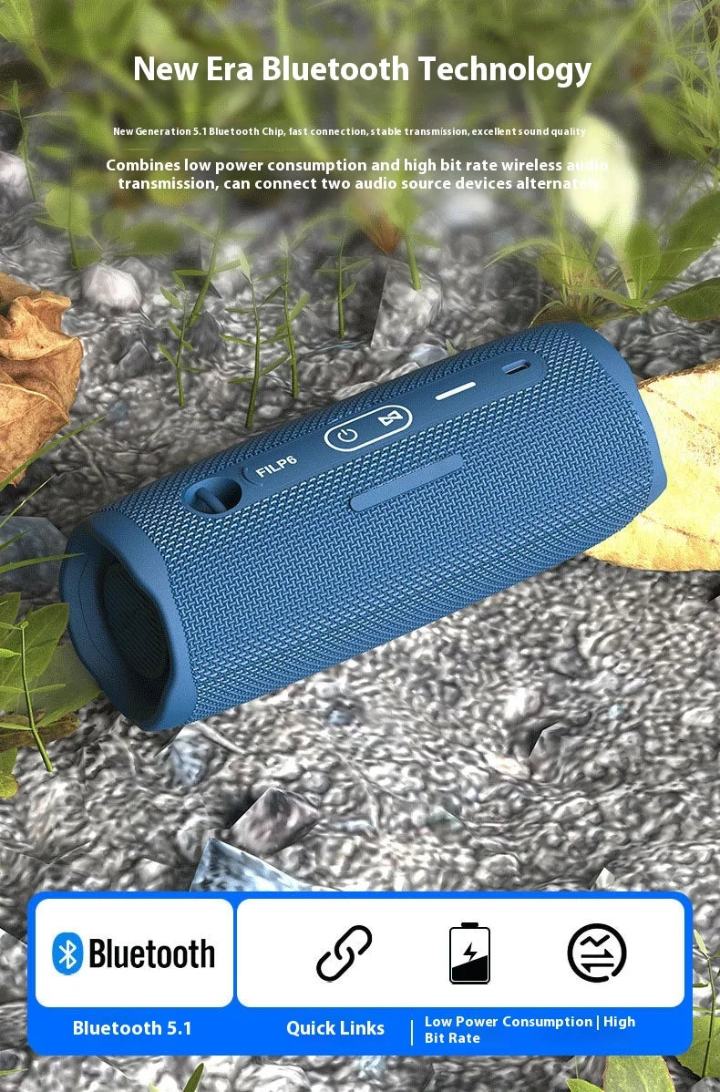 Portable for Bluetooth Speaker RGB LED Waterproof TF Card Slot 10W Wireless Subwoofer for Outdoor Parties Home Theatre Audio