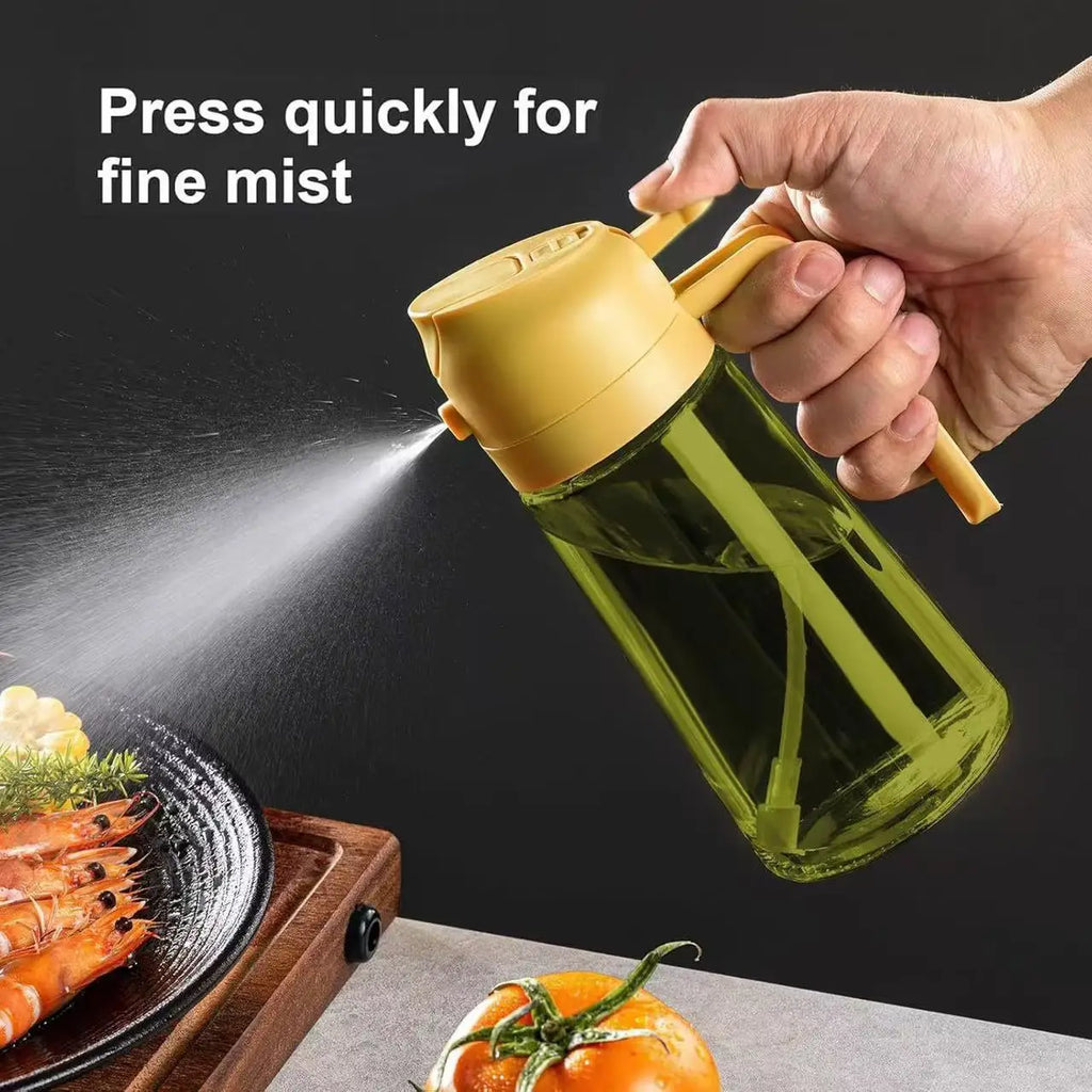 16oz BBQ Cooking Jar Kitchen Salad Barbecue Air Fryer Oil Dispenser Bottle 2 in 1 Olive Oil Sprayer Glass Botlles