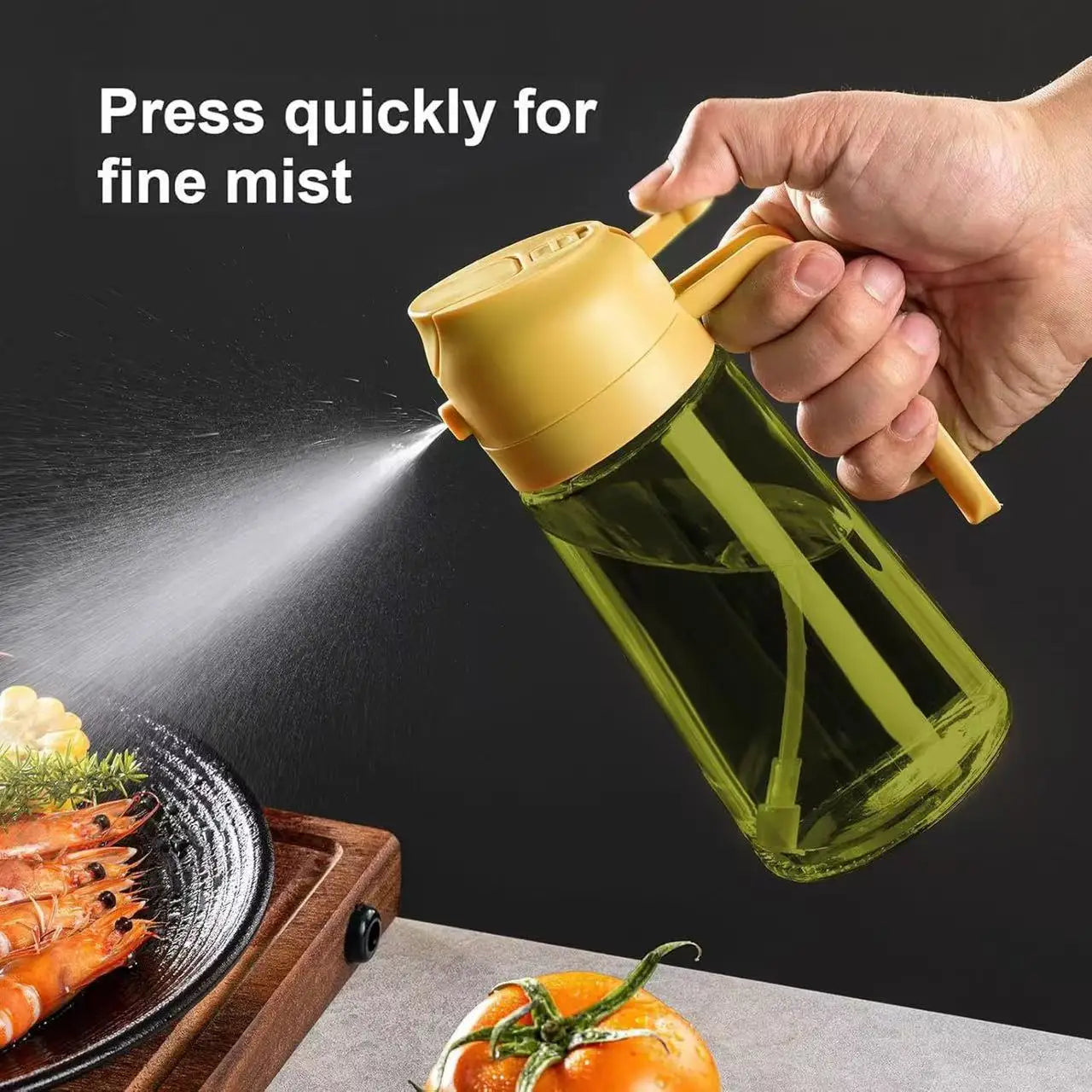 16oz BBQ Cooking Jar Kitchen Salad Barbecue Air Fryer Oil Dispenser Bottle 2 in 1 Olive Oil Sprayer Glass Botlles
