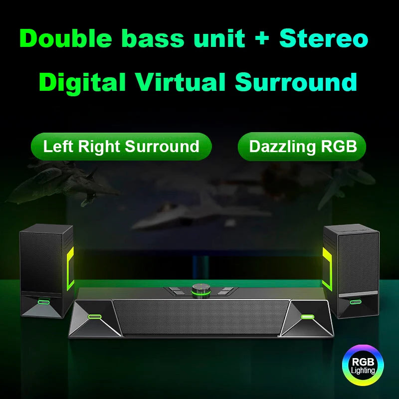2.1CH Bluetooth Gaming Soundbar With External Independent Subwoofer Small Size Plastic Cabinet