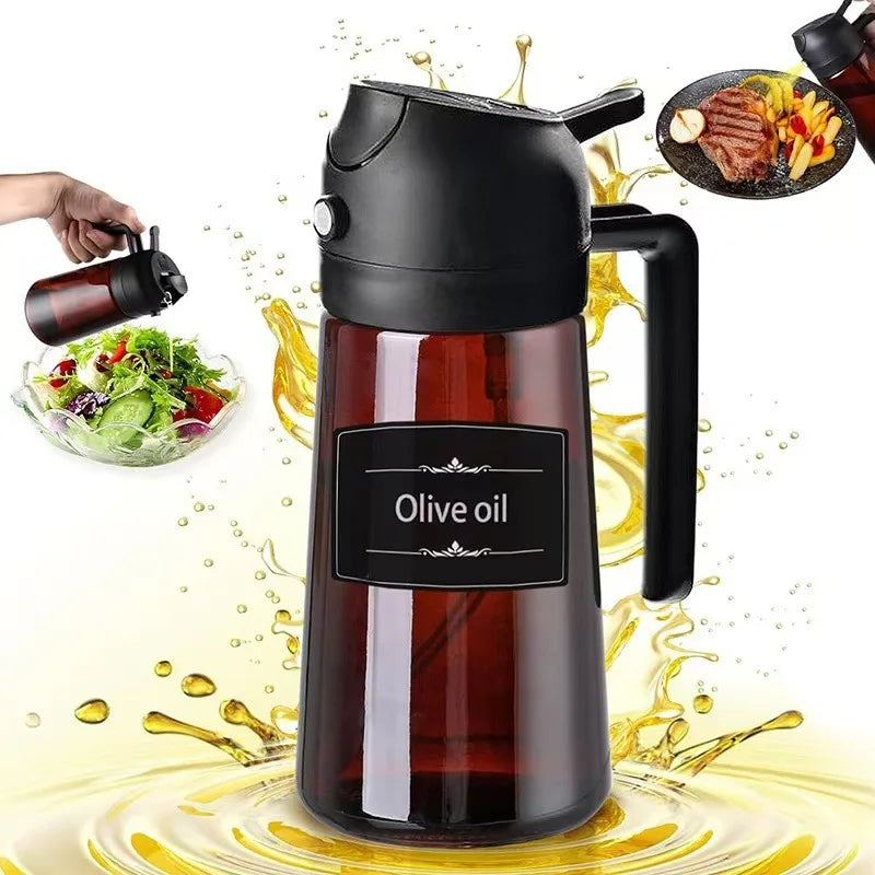 16oz BBQ Cooking Jar Kitchen Salad Barbecue Air Fryer Oil Dispenser Bottle 2 in 1 Olive Oil Sprayer Glass Botlles