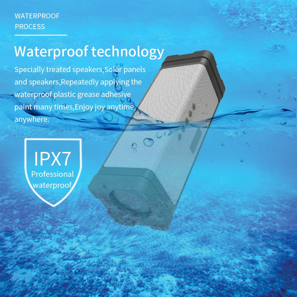 CYBORIS T68 Portable Solar Powered Wireless for Bluetooth Speaker Blue LED Light Waterproof for Outdoor Mobile Phone Charging