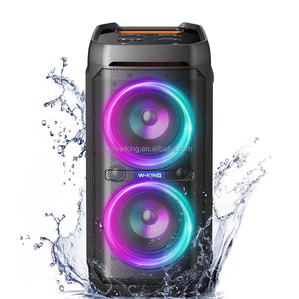 W-King T11 Bluetooth Dual 5.25 Inches Drivers Wireless Karaoke Portable Partybox Rechargeable LED Light Outdoor Party Speaker