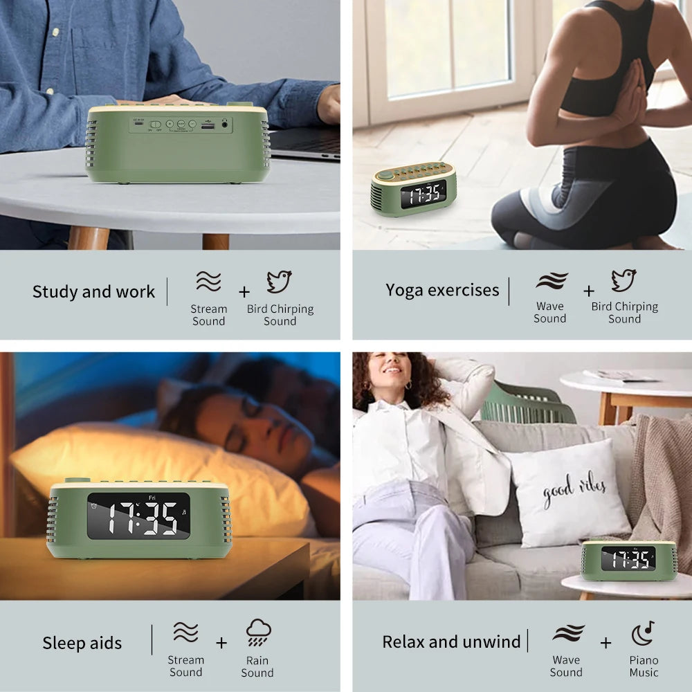 T13 White Noise Sleep Sound Machine 20W Wireless Portable Speaker 8 Relaxing Nature Sounds with LED Alarm Clock Audio Function