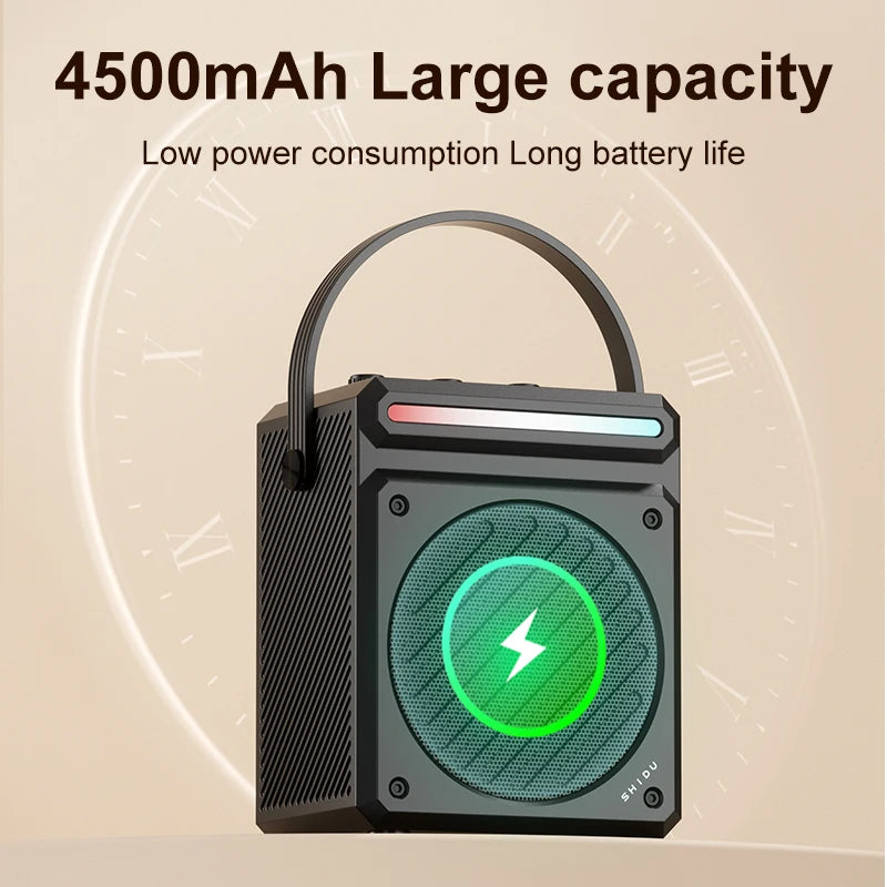 SHIDU 30W 4 Inch Loud Sound RGB Light Karaoke Party Bluetooth Portable PA System Speaker with Wireless Microphone