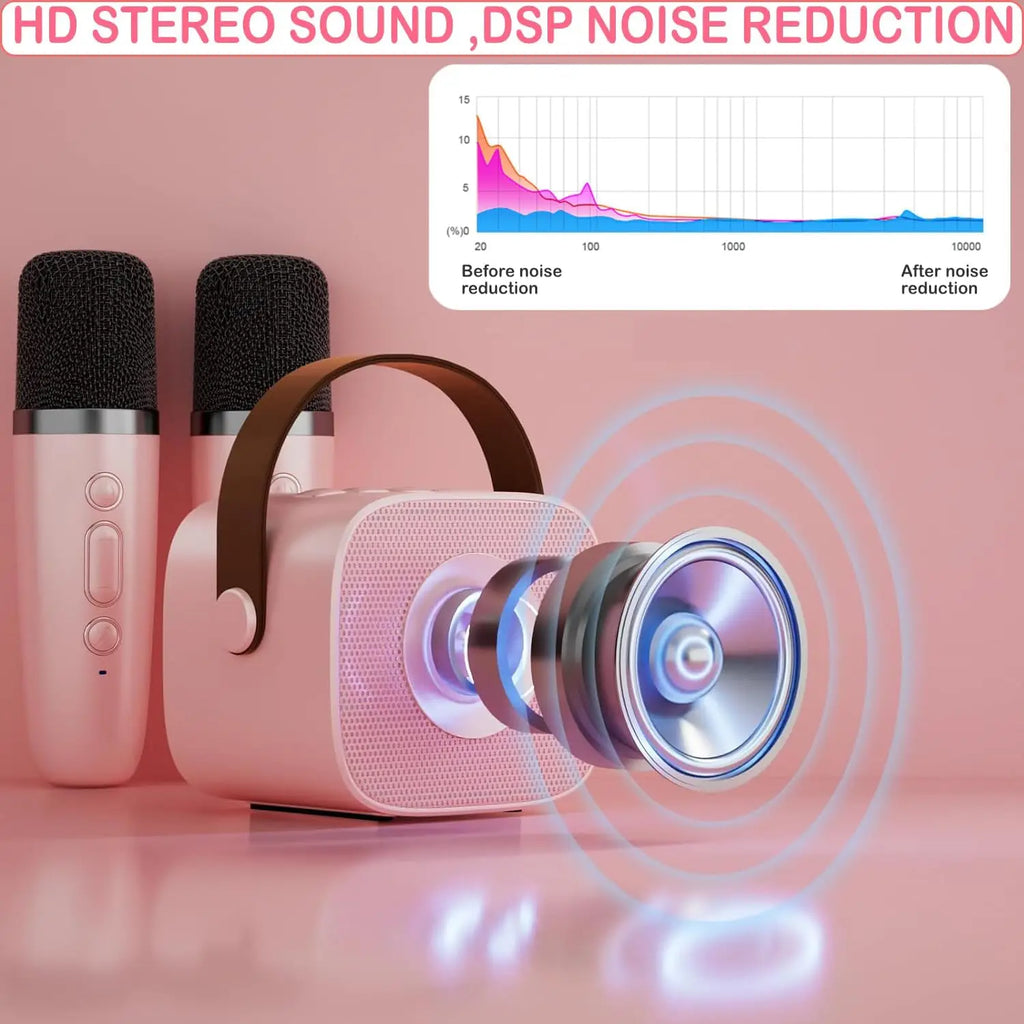 Portable for Bluetooth Karaoke Machine for Kids Adults Two Wireless Microphones with RGB LED Lighting Low Price Stock Available