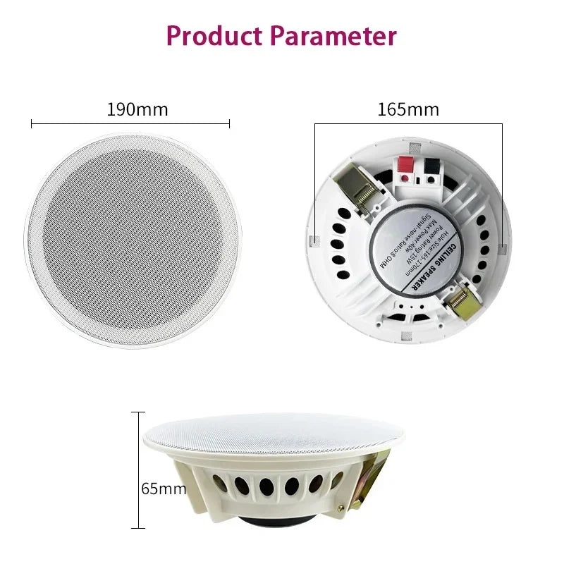 6-Inch 15W Active Load Indoor Audio Ceiling Speaker Waterproof Digital Class D Amplifier for Bluetooth Home Theatre 15W Battery