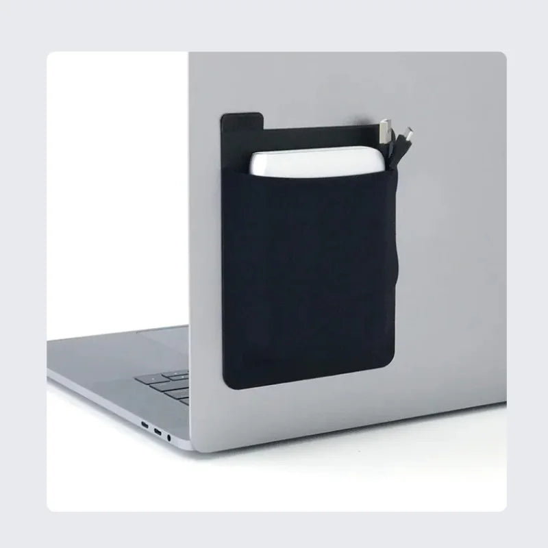 YTGEE Adhesive Free Removable Computer Accessories SSD Hard Drive Pocket Organizer Mouse Pouch for Laptop with Pen Sleeve