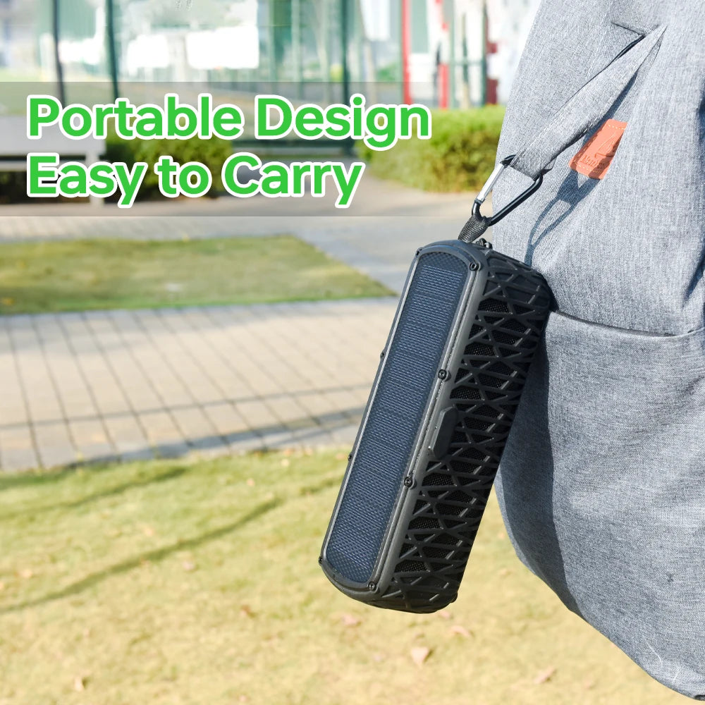 Solar Charging IP66 Waterproof Speaker | 5000mAh Power Bank, Bass Boost Subwoofer,  Outdoor Portable for Camping Emergencies