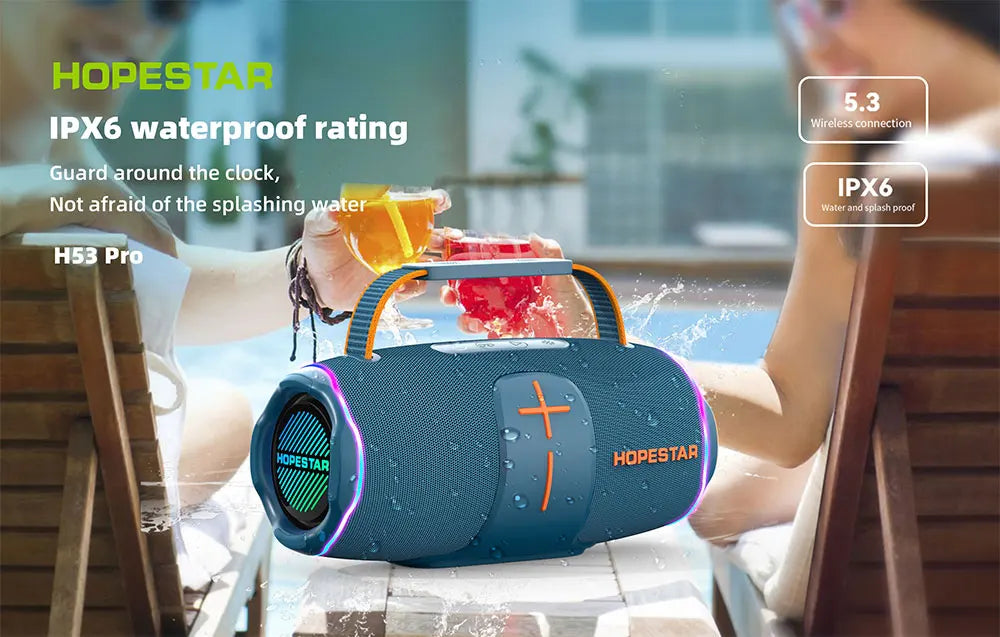 Hopestar H53pro High-Performance Portable Waterproof Speaker RGB LED Lighting Wireless Soundspeaker for Mobile Phone 70W