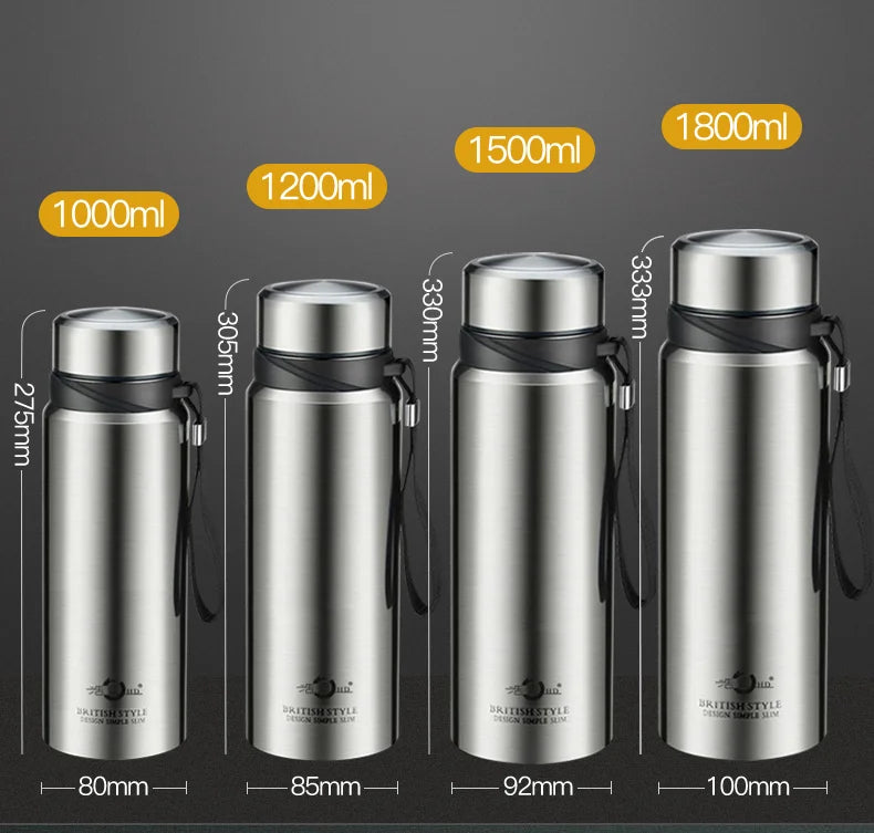 Thermo Pot Thermos Bottle 1800ML Double Wall Stainless Steel Insulated Vacuum Flask Drinkware Cup Thermal Mug Water Bottle
