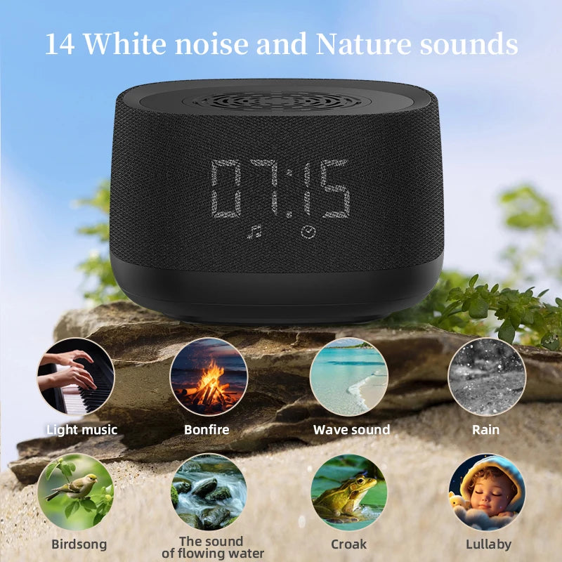2-in-1 Bluetooth Speaker Alarm Clock White Noise Speaker Designed to Improve Sleep Quality, Soothe and Relax the Mind