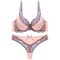 Thong bra set push up Lace hollow out Brassiere bra and panty set Underwear Femme Panties Lingerie