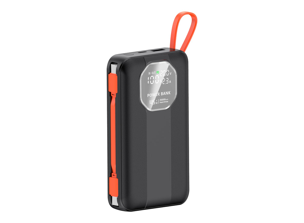 OEM/ODM Super Fast Charging PD 45W Built-in Cable Portable Phone Mobile Charger Power Bank 20000mah Mini Power Bank for Laptop
