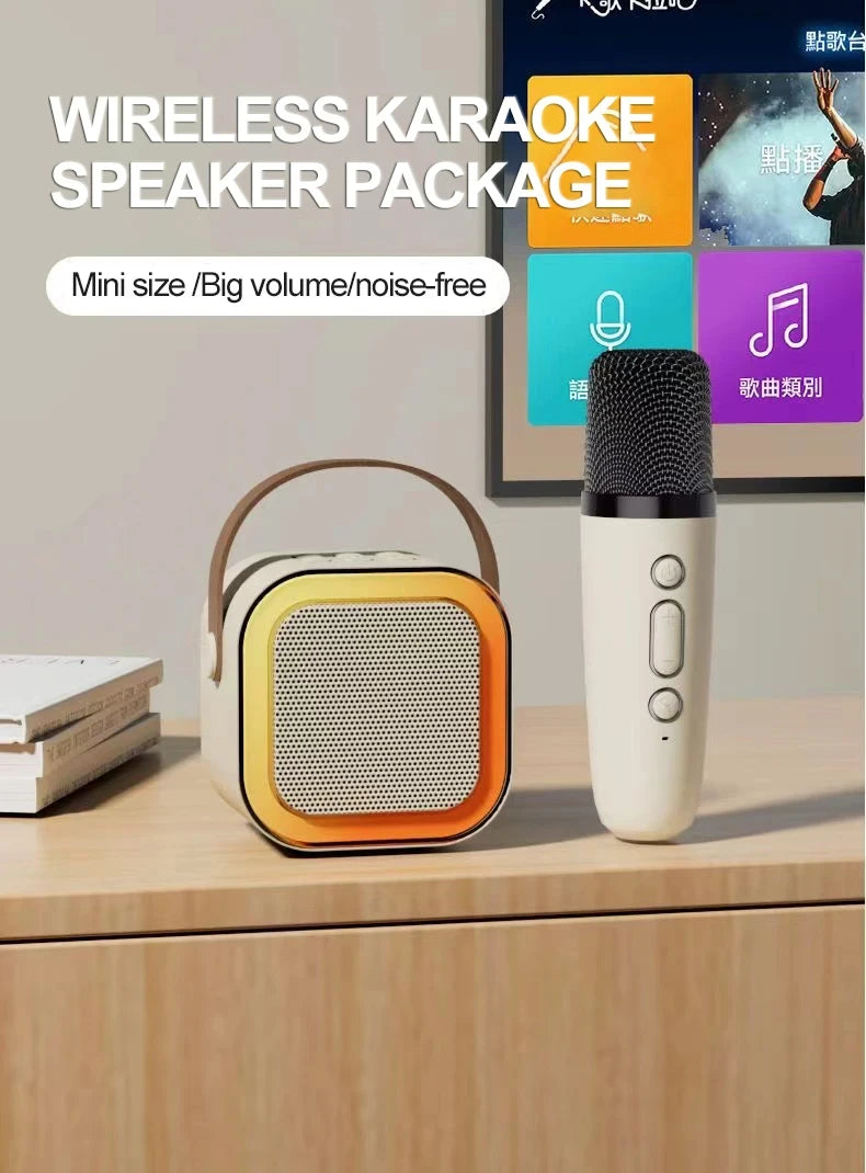 BT Tg117 Mini Karaoke Speaker RGB LED Lighting Modern Portable Battery Operated Wireless Microphone Plastic Clock Design for