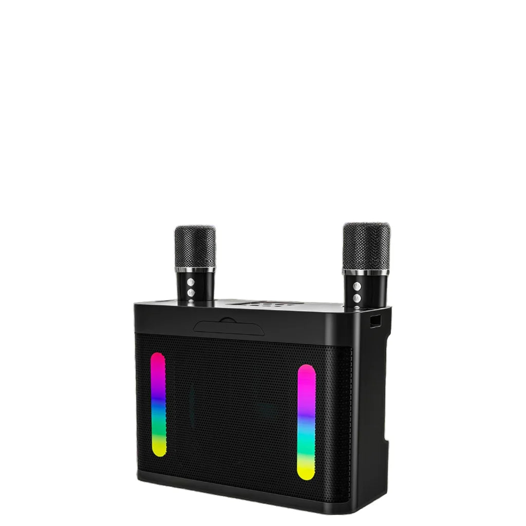 YS219 Portable Karaoke Machine for Bluetooth 2 Wireless Microphones HD Sound PA System RGB Amplifier Handle for Home Theatre