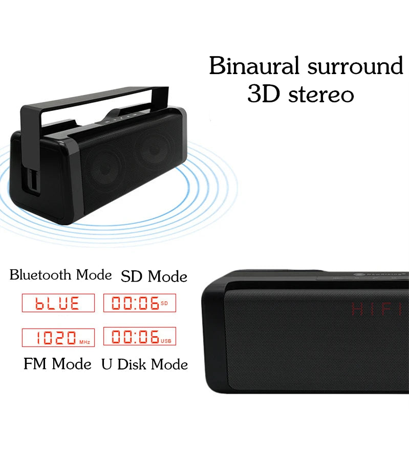HSPDIA new square Bluetooth speaker Radio FM Digital display screen portable handle belt sound box boombox caixa som portatil