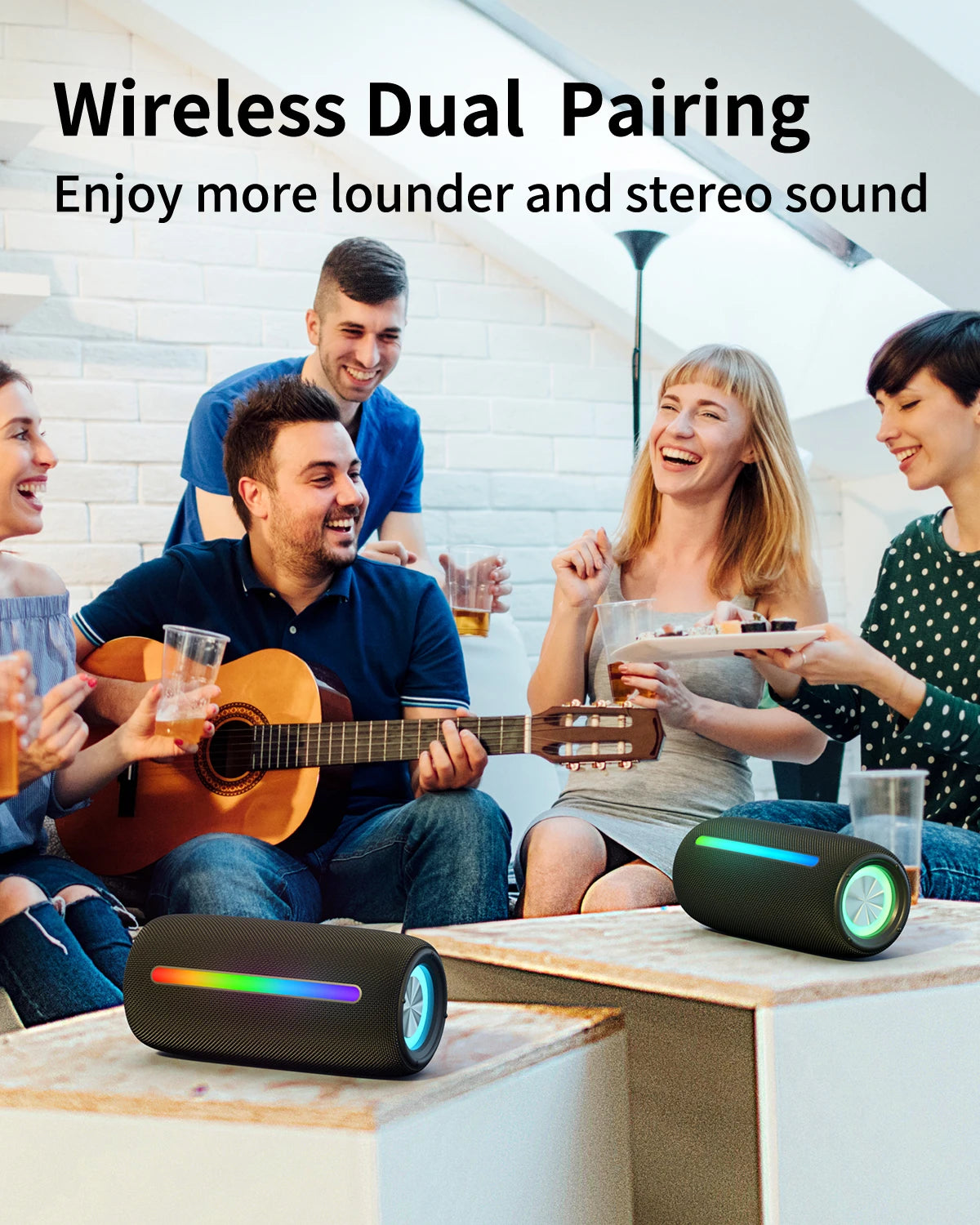US/CA Stock Fast Shipping F26 Wireless for Bluetooth Speaker V5.3 RGB Lights 10W Sound IPX5 Waterproof True Wireless Pair