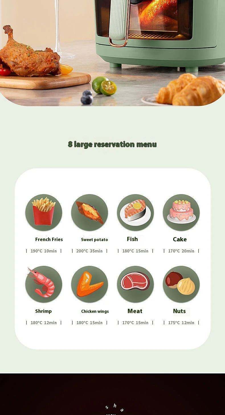 8L Modern Visual Smart Air Fryer Household All-in-One Color Touch Screen Plastic Electric Energy Efficient Class Eco-friendly
