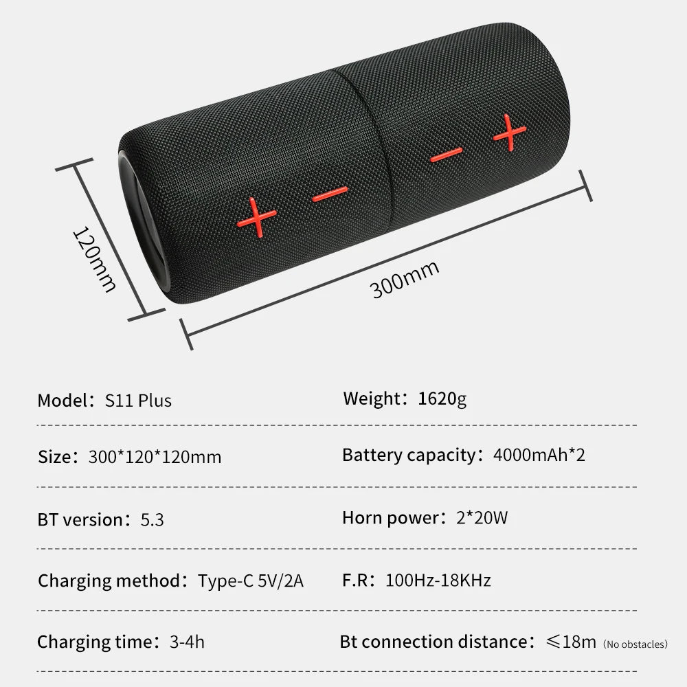 2 in 1 Portable Split 40W Wireless Speaker, IPX6 Waterproof Portable Dual Speaker with RGB Lights TWS Pairing for Outdoor, Home