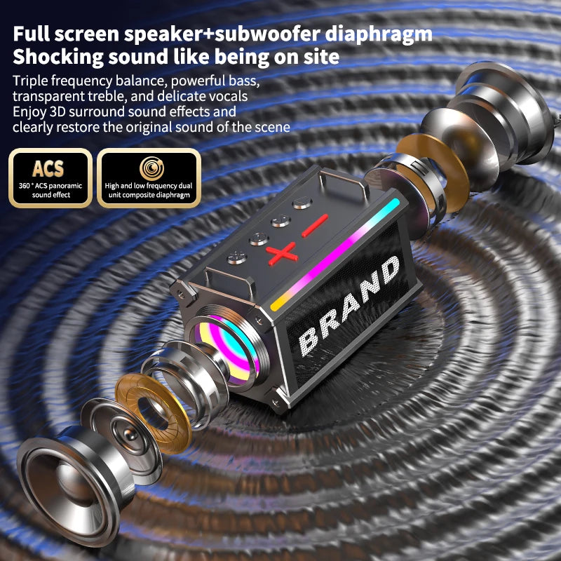 2025 Factory New Outdoor Portable Wireless Bluetooth Speaker Mini Speakers Strap TF Card Bass High Quality Loud RGB Lighting