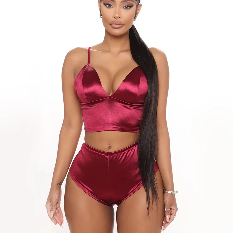 Sexy Bra & Briefs Set Women Lingerie Sexy Seamless Panty Push Up Bralette Underwear Set Wine Red Satin Open Bras Sexy Lingerie