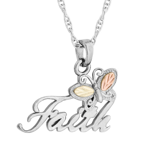 "Faith" - Sterling Silver Black Hills Gold Pendant