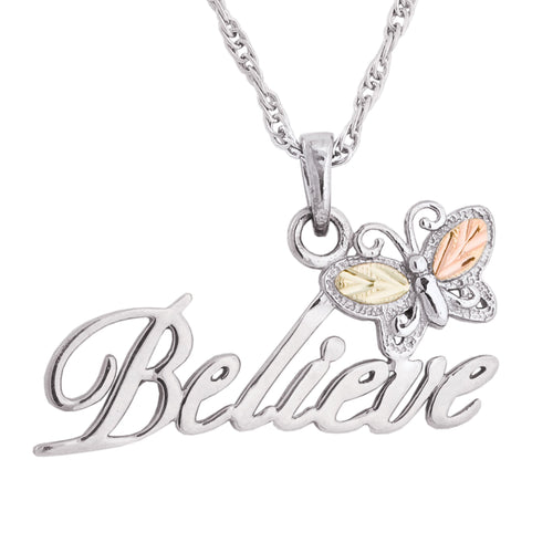 "Believe" - Sterling Silver Black Hills Gold Pendant