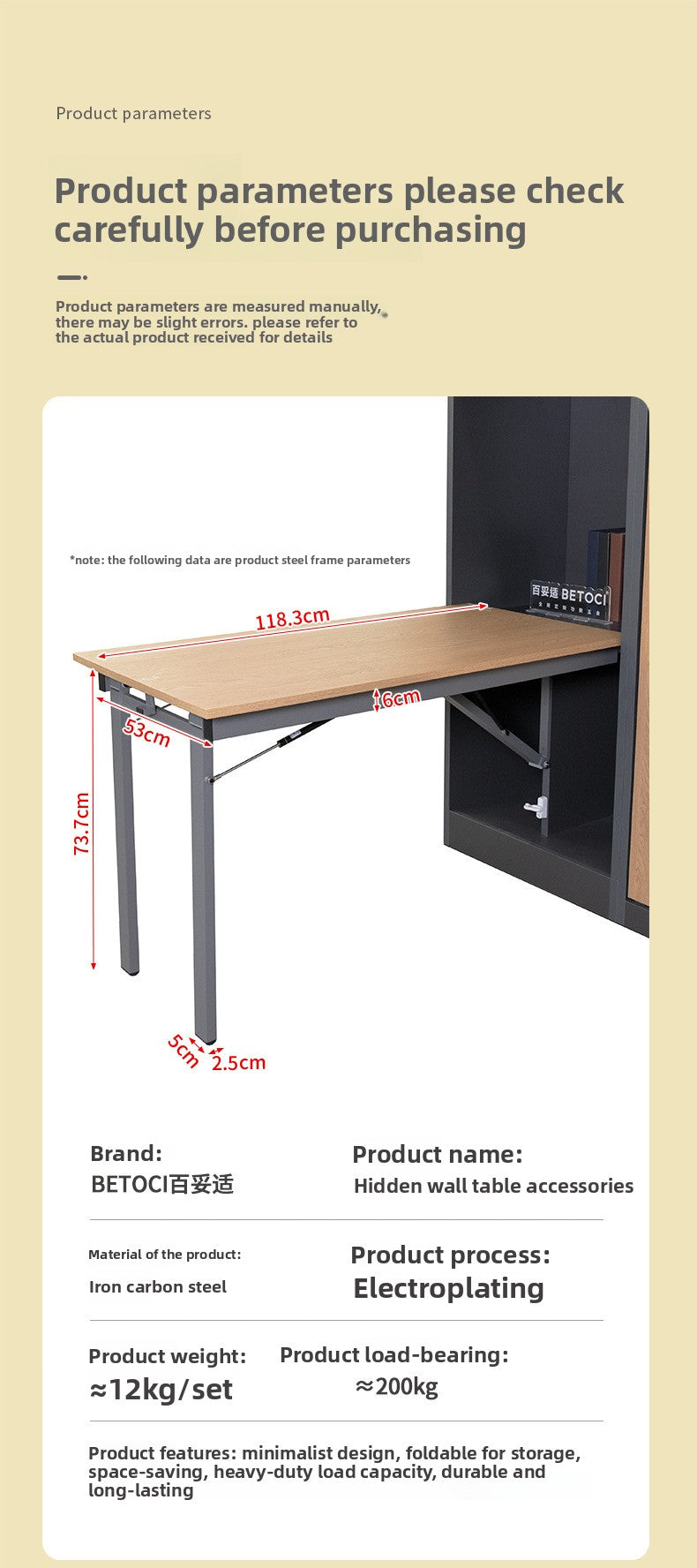 Fold Down Wall Table Accessories Wall Folding Table Multifunctional Wall Mounted Folding Table Accessories for Dining, Home,