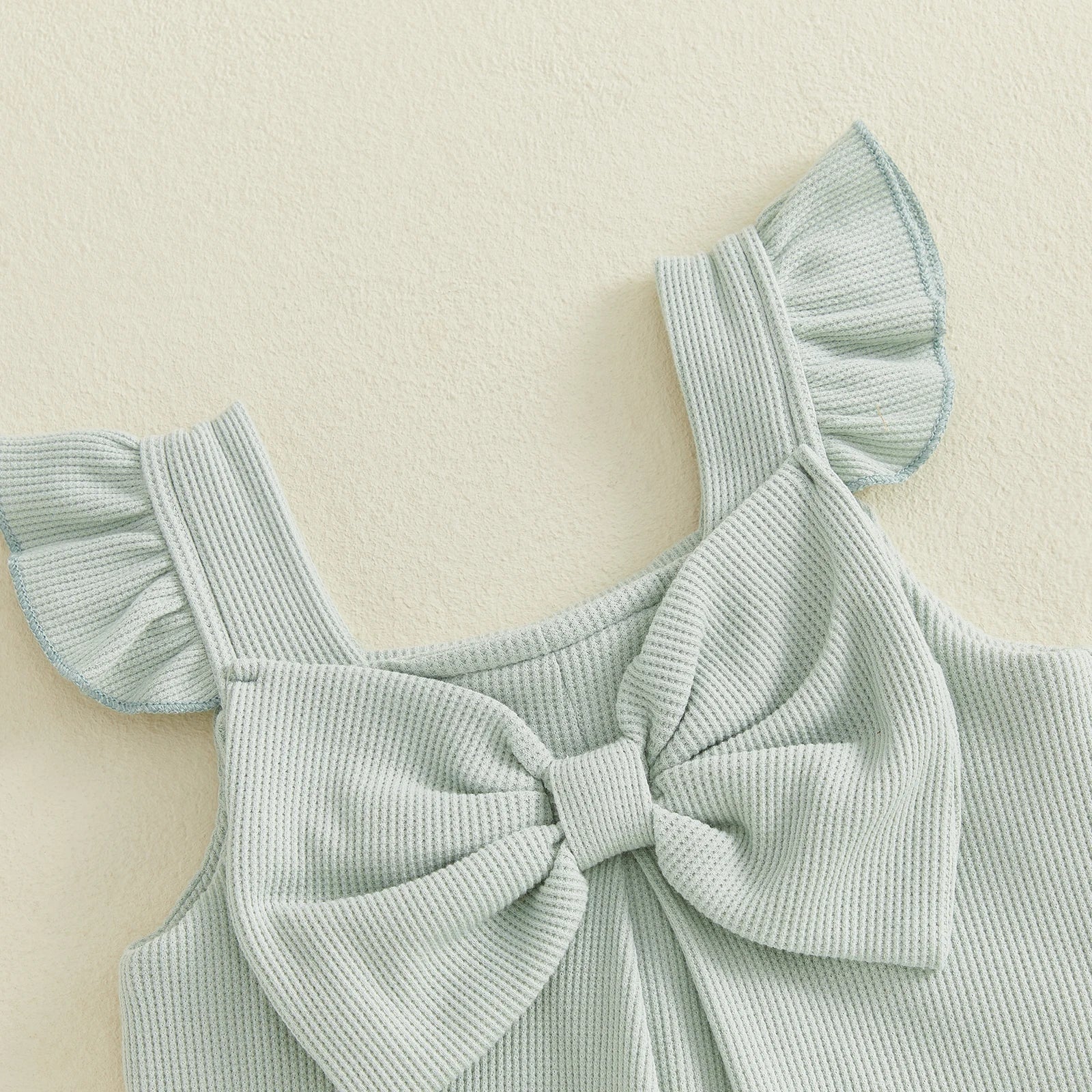 Summer Kids Girls Outfits Solid Color Flying Sleeve Tops Shorts Casual Clothes Set