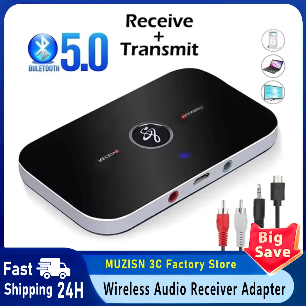 Bluetooth 5.0 Audio Transmitter Receiver Stereo AUX Jack RCA USB Dongle Music Wireless Adapter For Car Kit PC TV Headphone