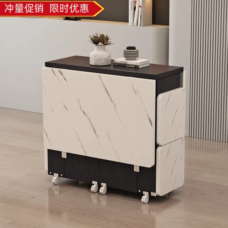 Folding White Dining Table Multifunction Family Waterproof Space Saving Dining Table Design Simple Mesas De Jantar Furnitures