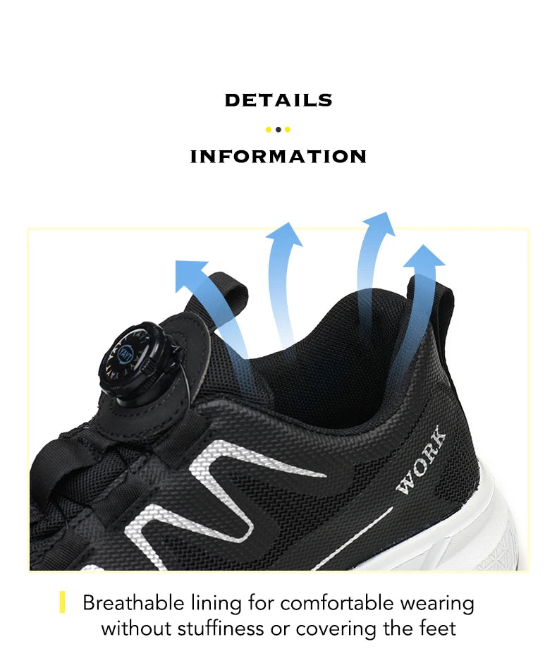 Men‘s Work Shoes Steel Toe Anti-smash Shoes Indestructible Safety Shoes Lightweight Breathable Sneakers Construction Site Shoes