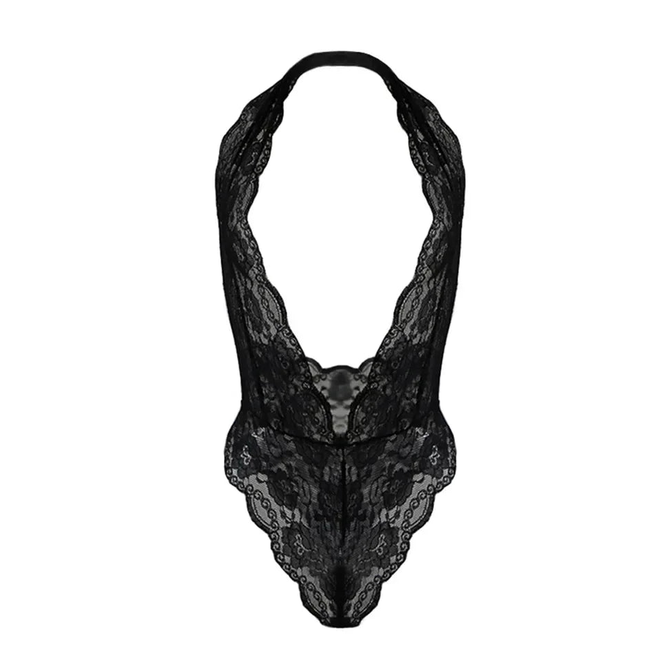 Lingerie Women Lace Babydoll Dress With Thongs Sleeveless Babydoll V-neck Nightdress Exotic Costumes Transparent Porn