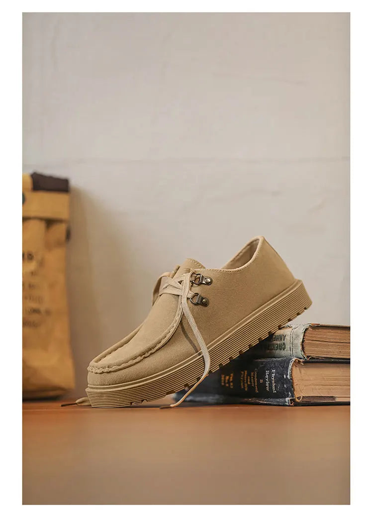 STRONGSHEN Men Casual Shoes Suede Leather Board Shoes Men Retro Thick Soled Suede Shoes Man Zapatos Para Hombre Calzado Hombre