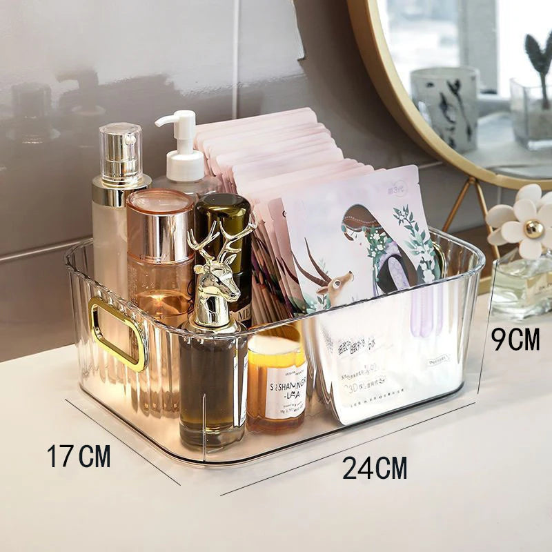 Cosmetics Box Desktop Storage Drawer Stackable Storage Box with Handle Makeup Organizers Basket Poatable Sundries Acrylic Rack
