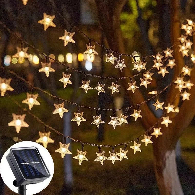 LED Solar Star String Lights Outdoor Waterproof Solar Powered Fairy Lights for Patio Garden Yard Porch Christmas Wedding Decor
