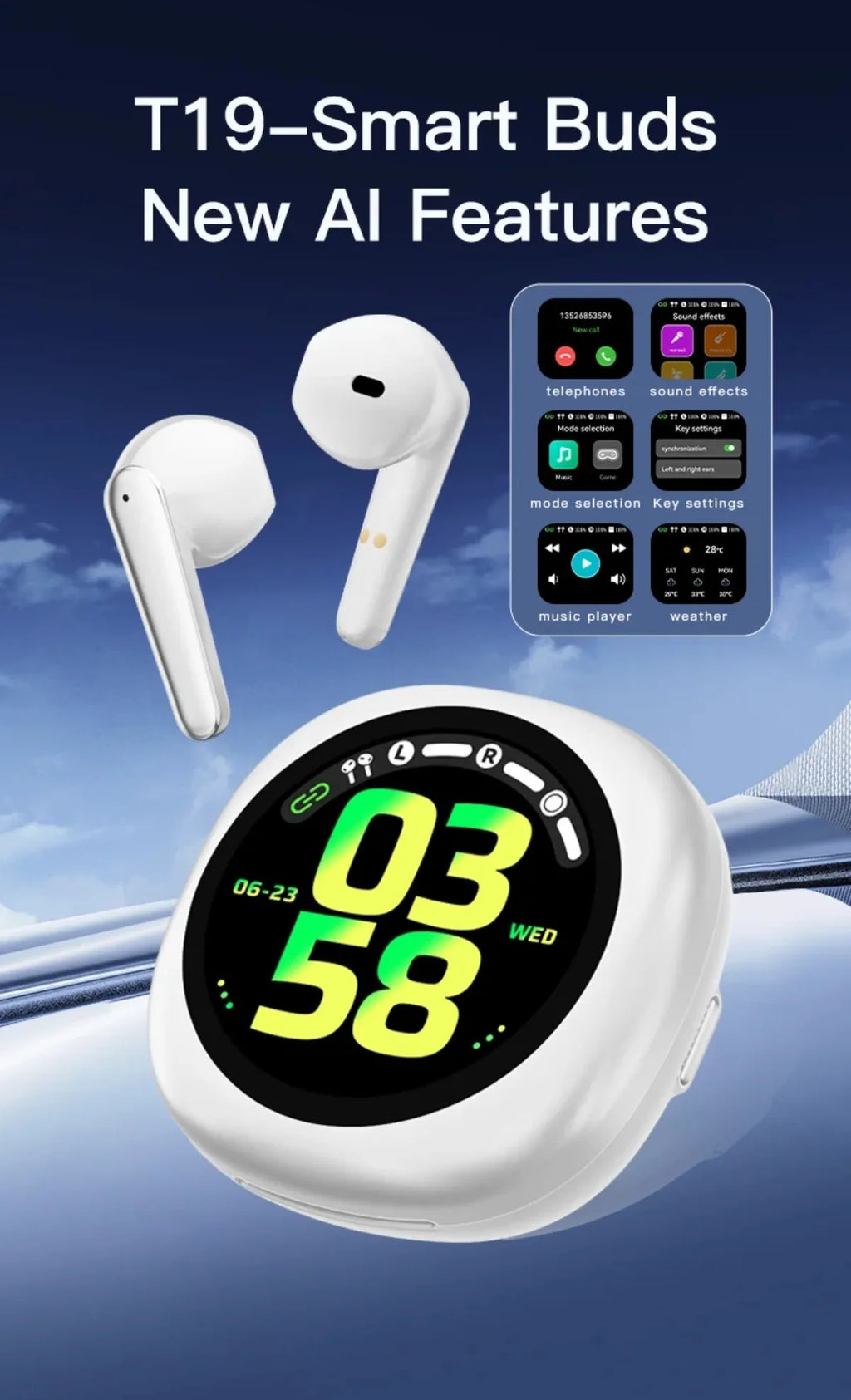Wireless Bluetooth Translation Headphones with Touch Screen ANC ENC Noise Cancellation 164 Languages Translator Lifetime Free